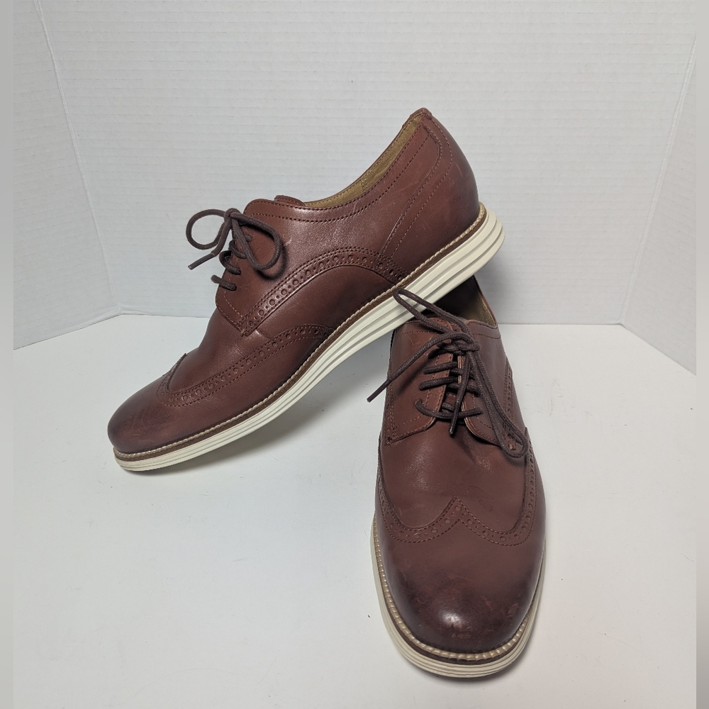 Cole Haan Brown Leather Oxfords with White Sole